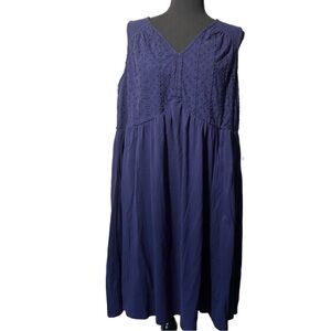 Lane Bryant Navy Easy Swing Eyelet-Bodice Dress NWT Women’s Size 14